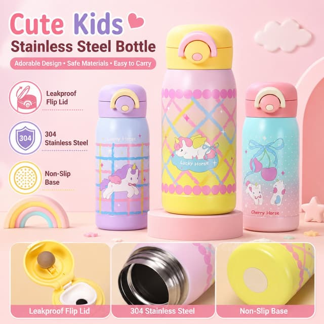 custom frosted kids stainless steel water bottle 300mL