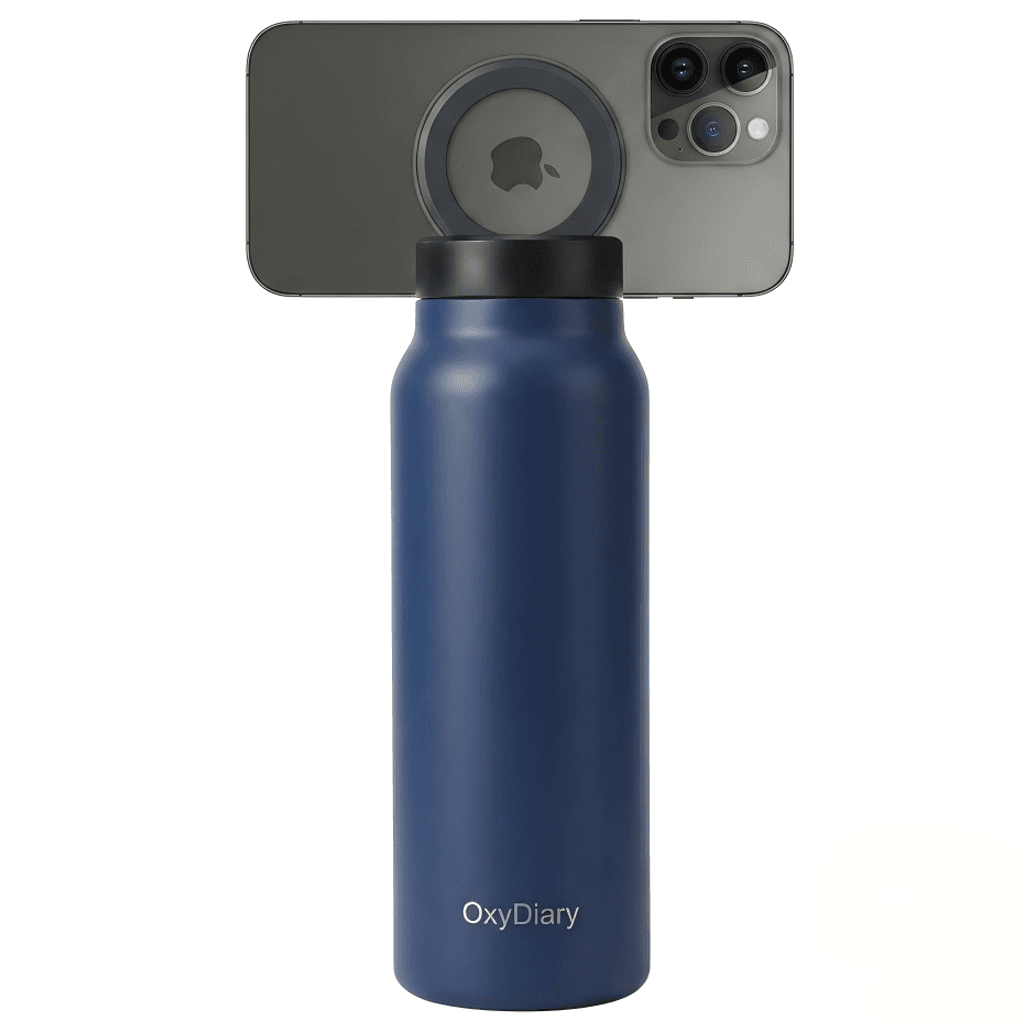 Blue OxyDiary stainless steel water bottle