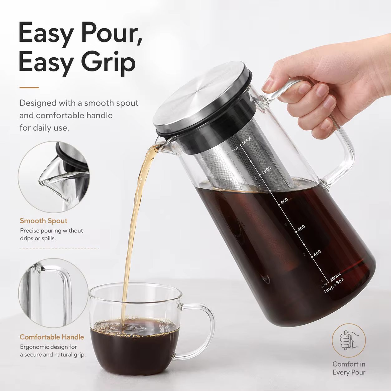 Custom 1L Borosilicate Glass Carafe thumbnail 2