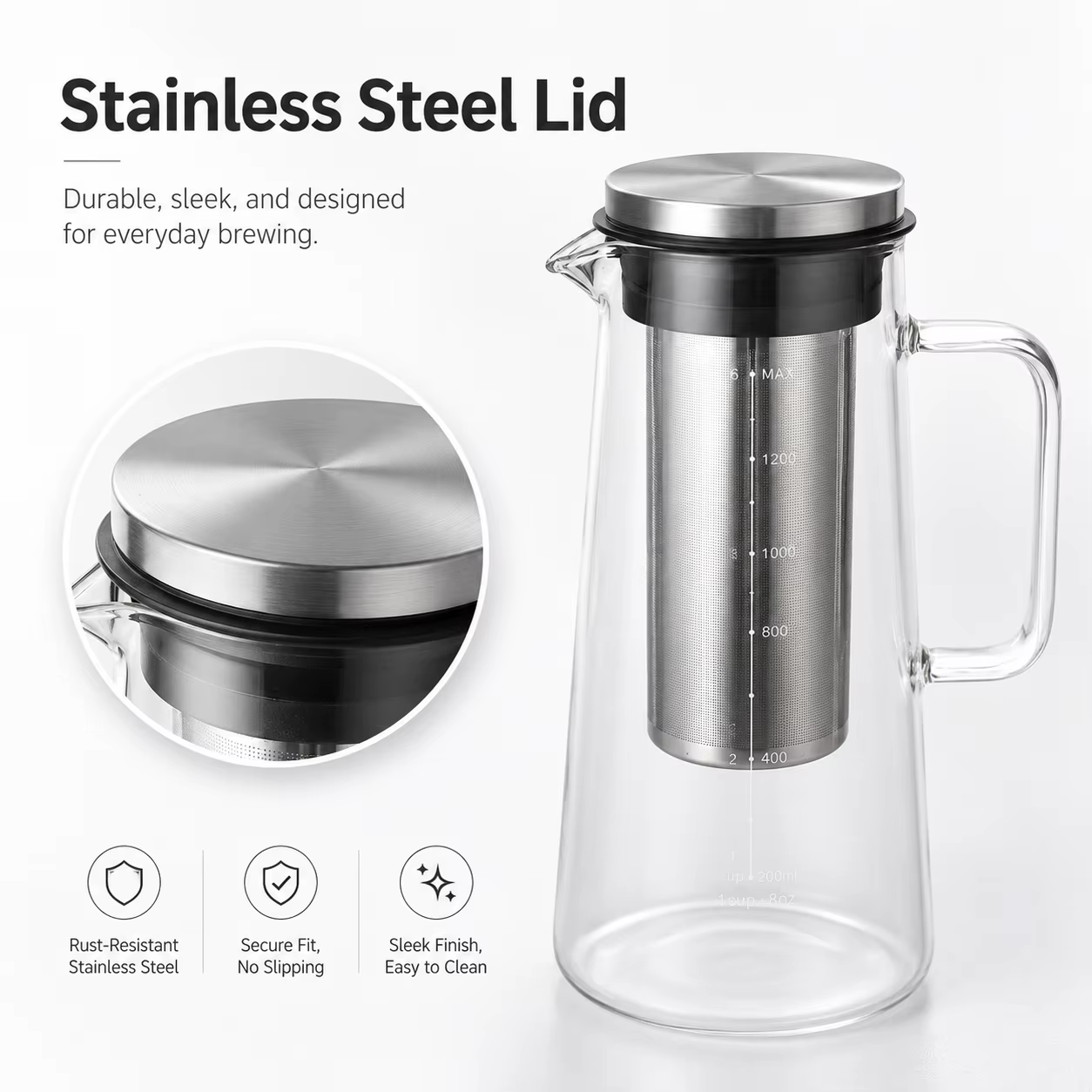 Custom 1L Borosilicate Glass Carafe thumbnail 4