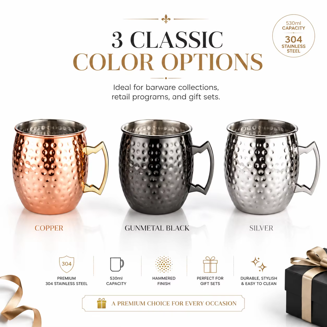 Custom Hammered Stainless Steel Moscow Mule Mug thumbnail 4