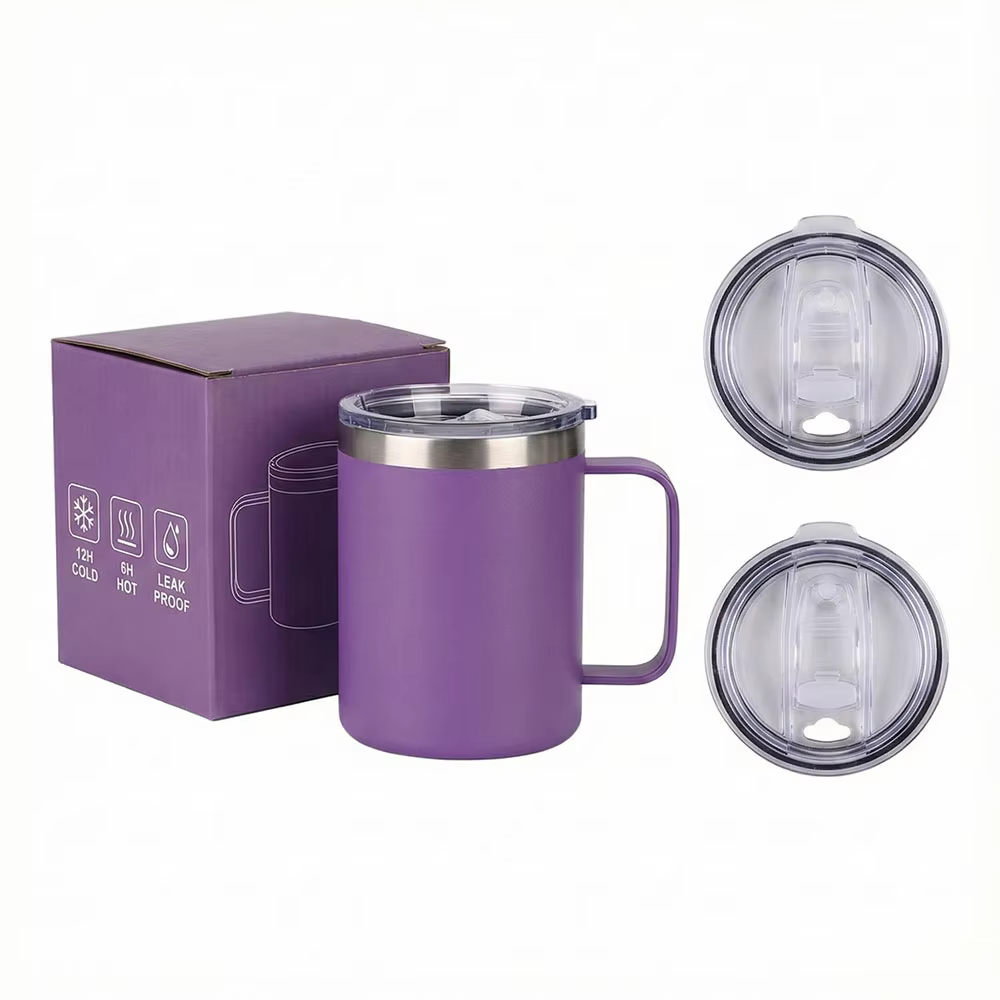 custom leak proof straw lid stainless steel coffee cup 14oz