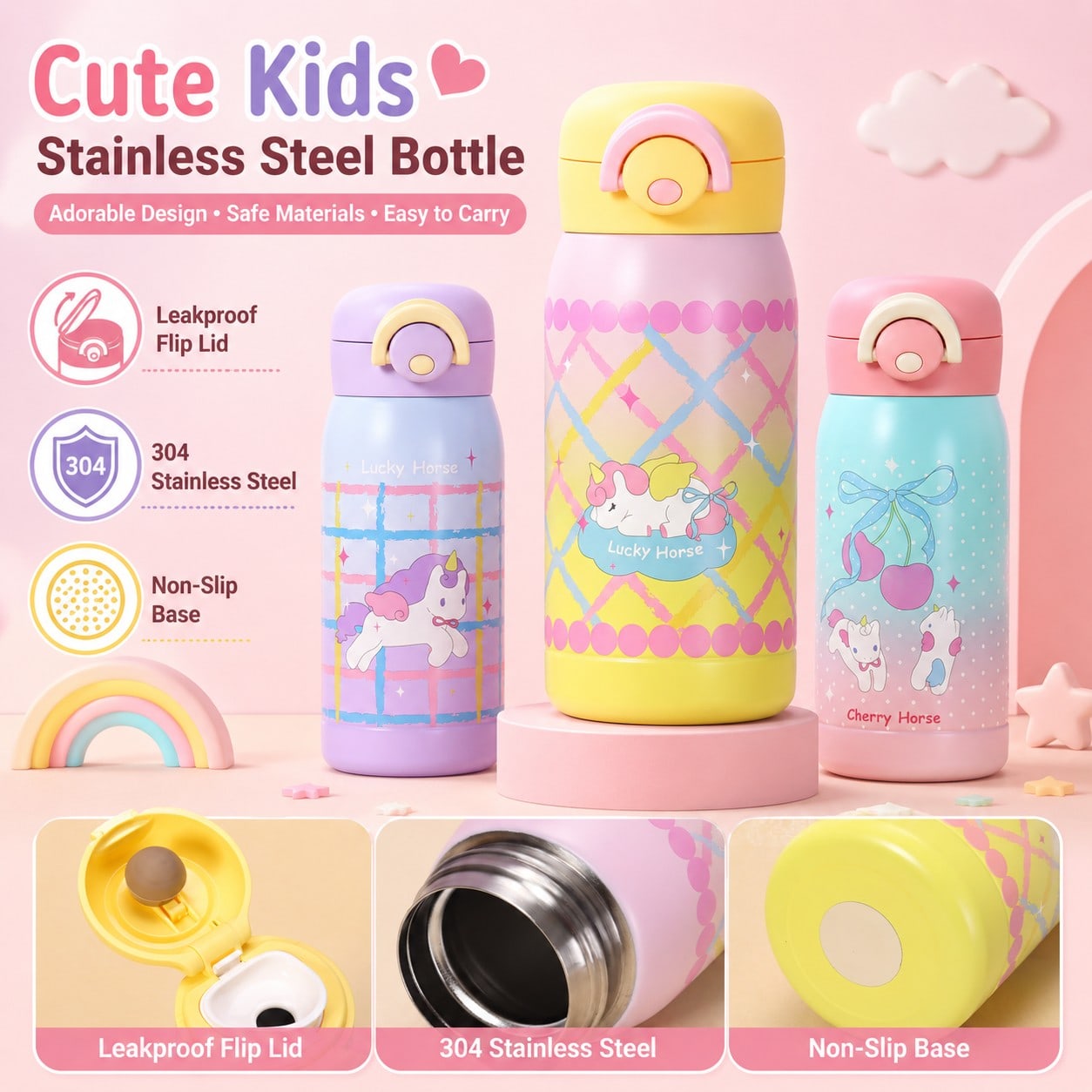custom frosted kids stainless steel water bottle 300mL