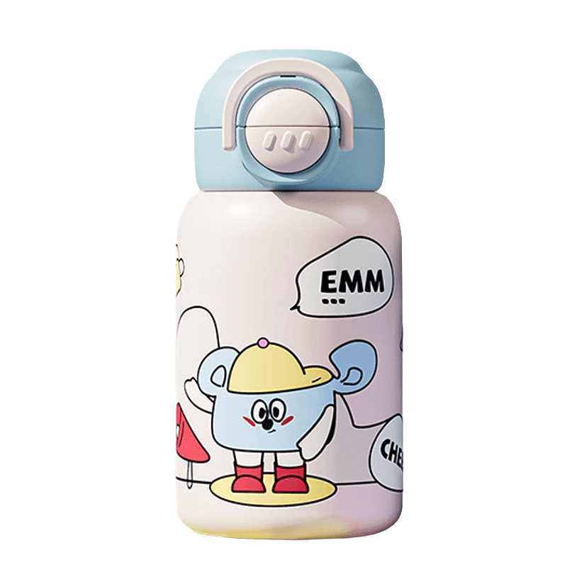 Cartoon OxyDiary kids bottle with blue lid