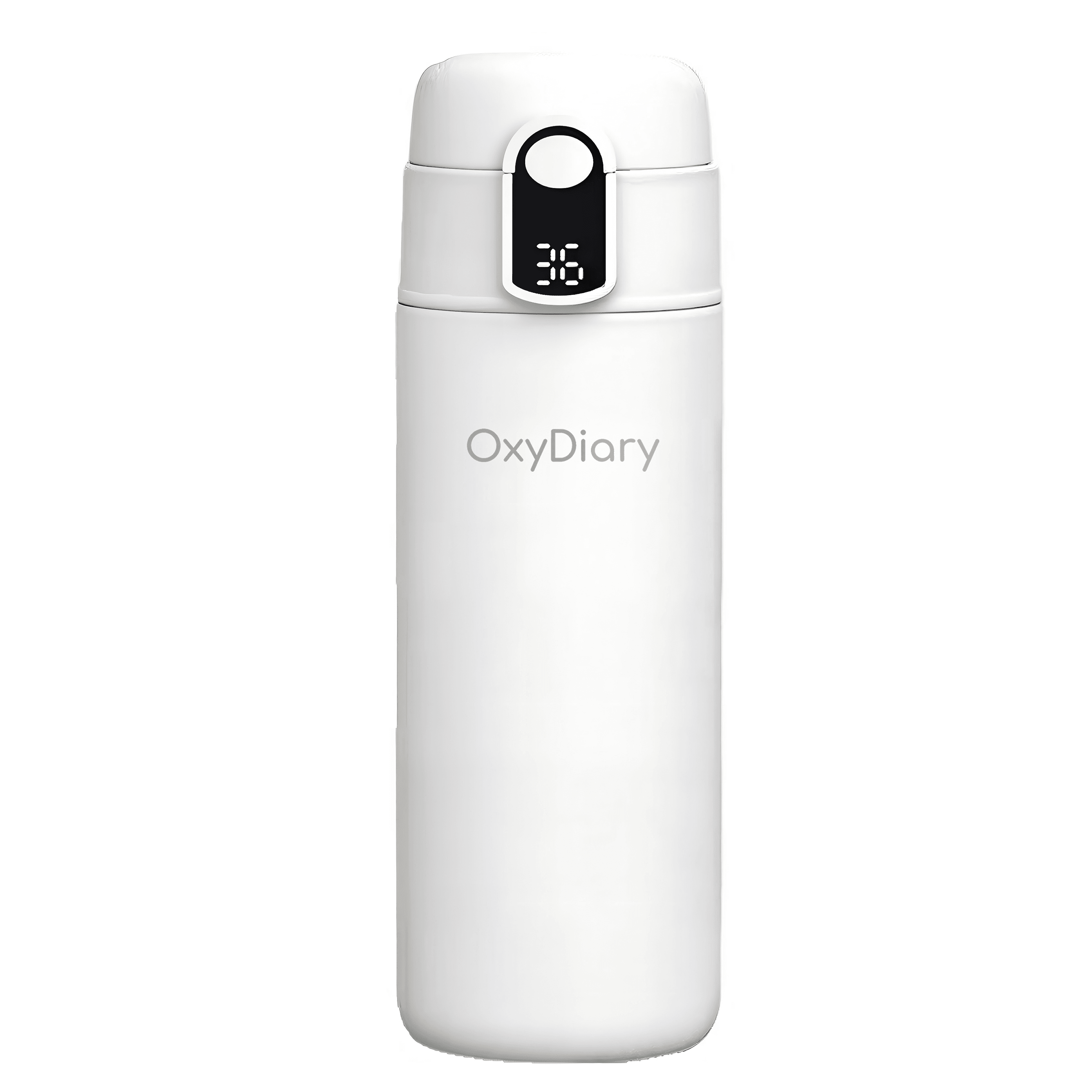 Blue OxyDiary smart bottle with magnetic phone holder