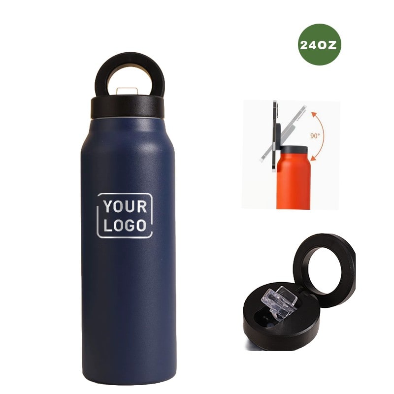 custom logo magnetic phone holder stainless steel sports bottle 24oz