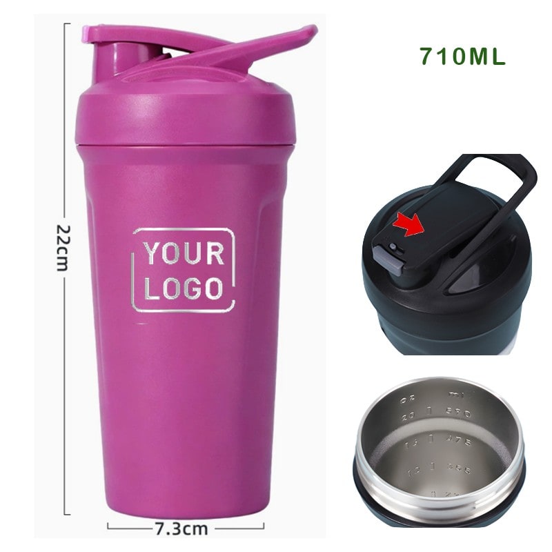 custom logo shaker stainless steel sports bottle 710mL