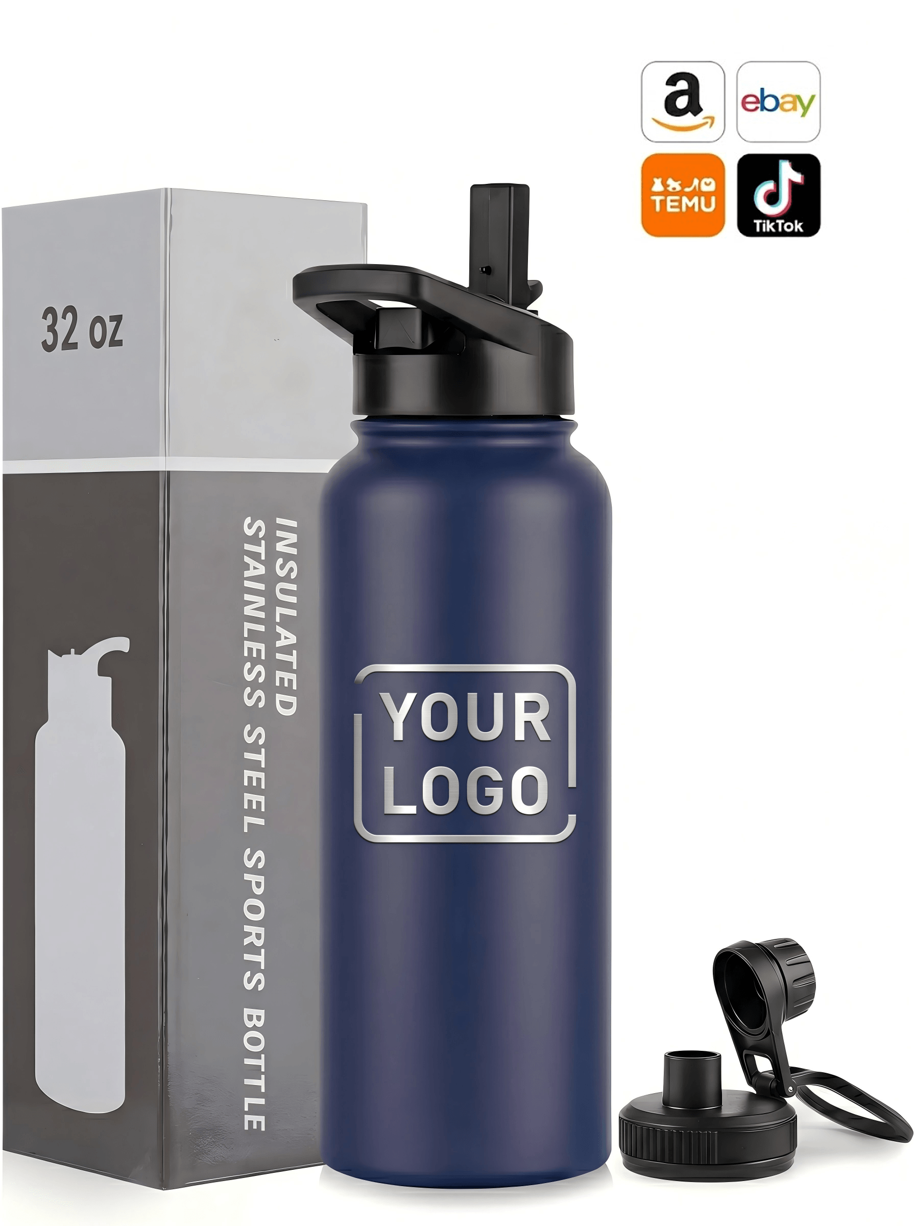 DTC brand buyer receiving a branded tumbler at a trade show