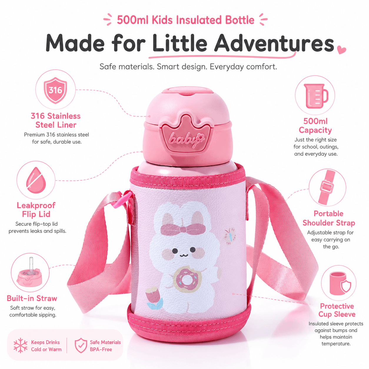 custom kids stainless steel water bottle detail image 3