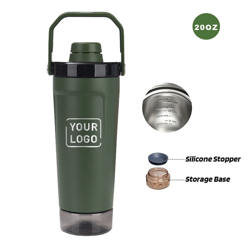 custom logo shaker stainless steel sports bottle 20oz