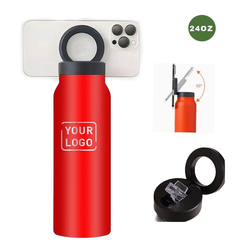 wholesale magnetic phone holder stainless steel sports bottle 24oz