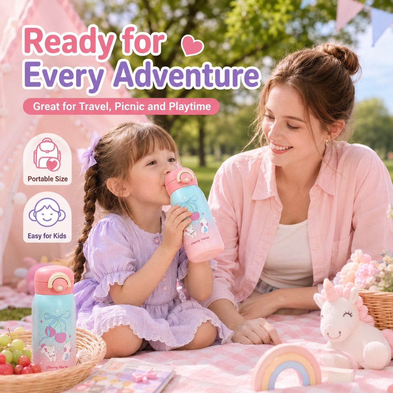 custom frosted kids stainless steel water bottle 300mL detail image 3