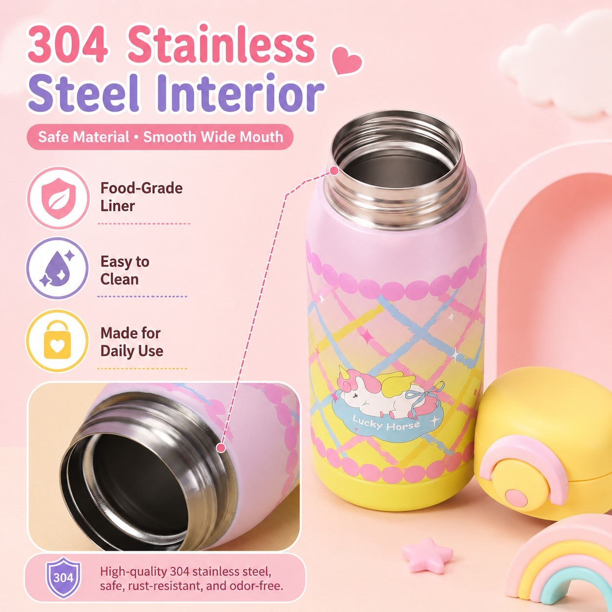 custom frosted kids stainless steel water bottle 300mL application scenario 2