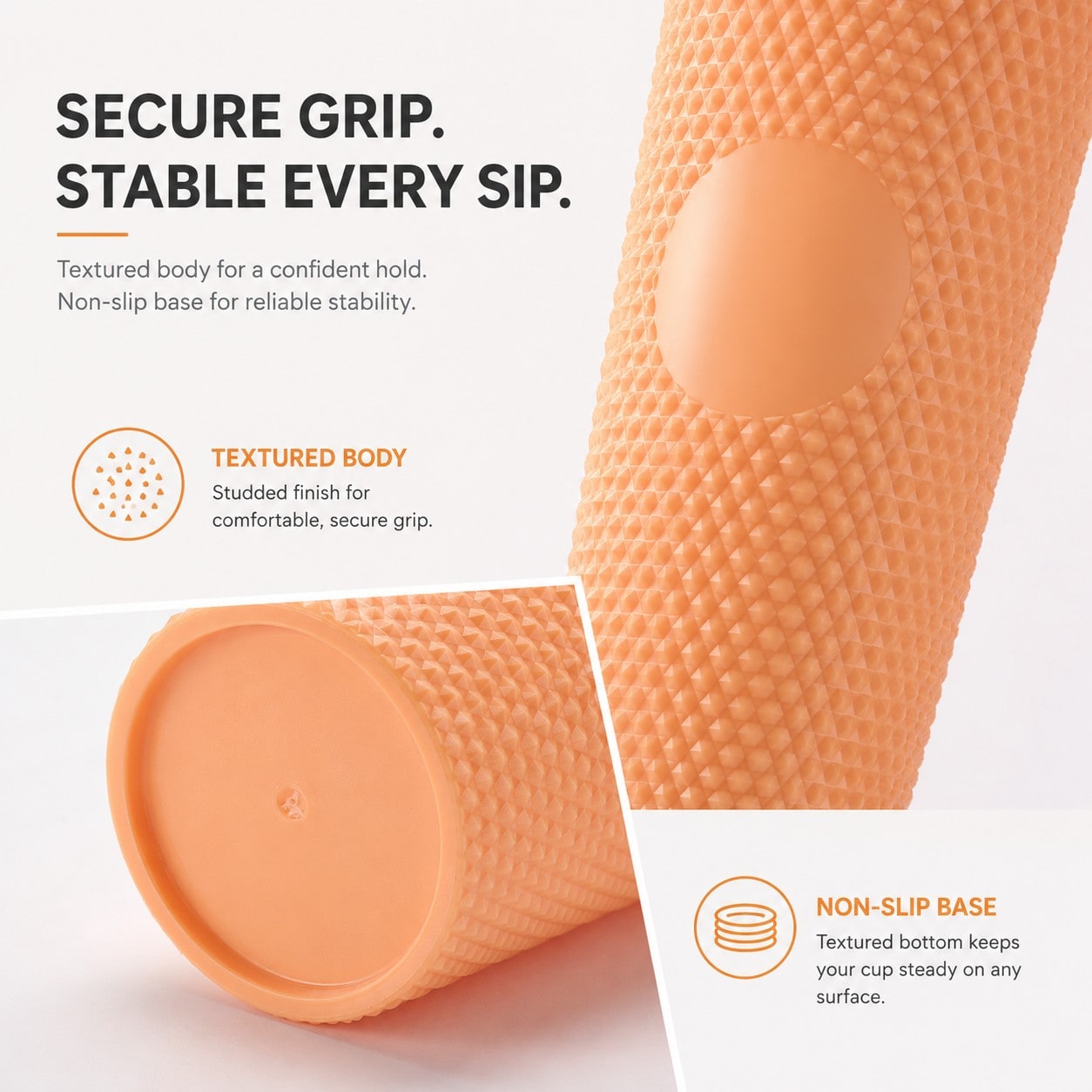 custom 750ml textured plastic tumbler detail image 3