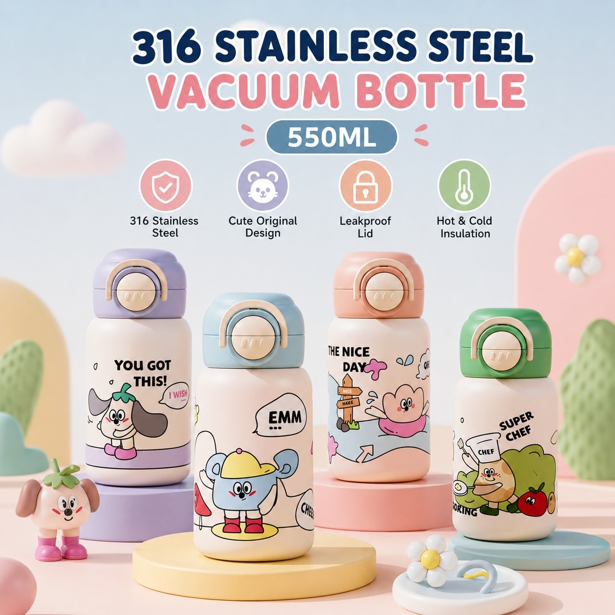 Custom Frosted Kids Water Bottle main product image