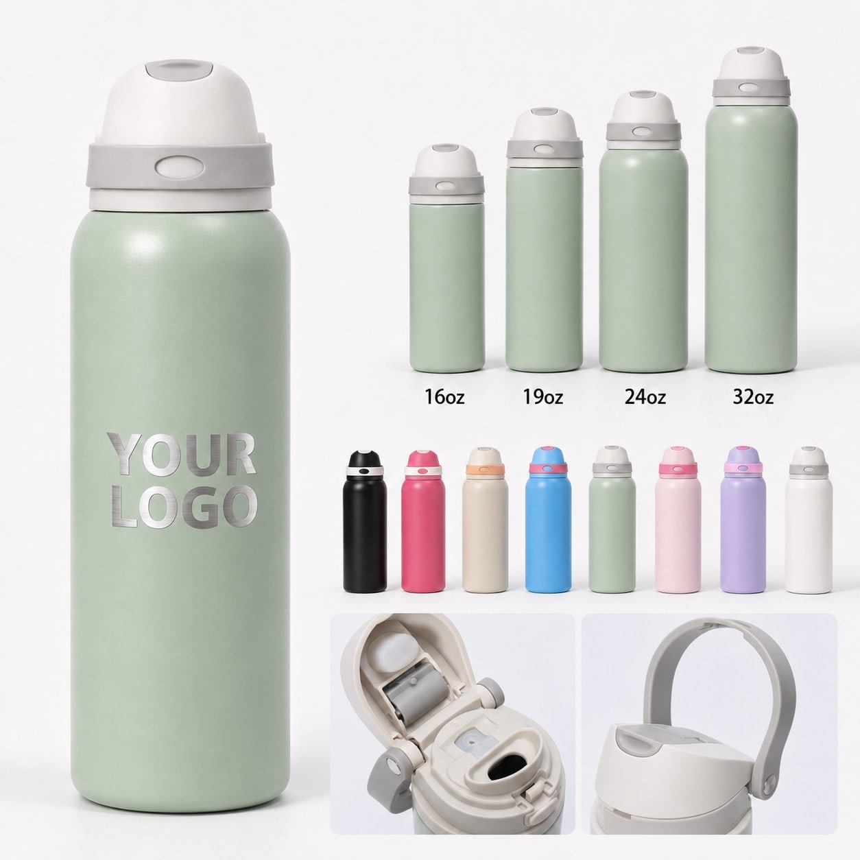 custom logo gift set stainless steel sports bottle