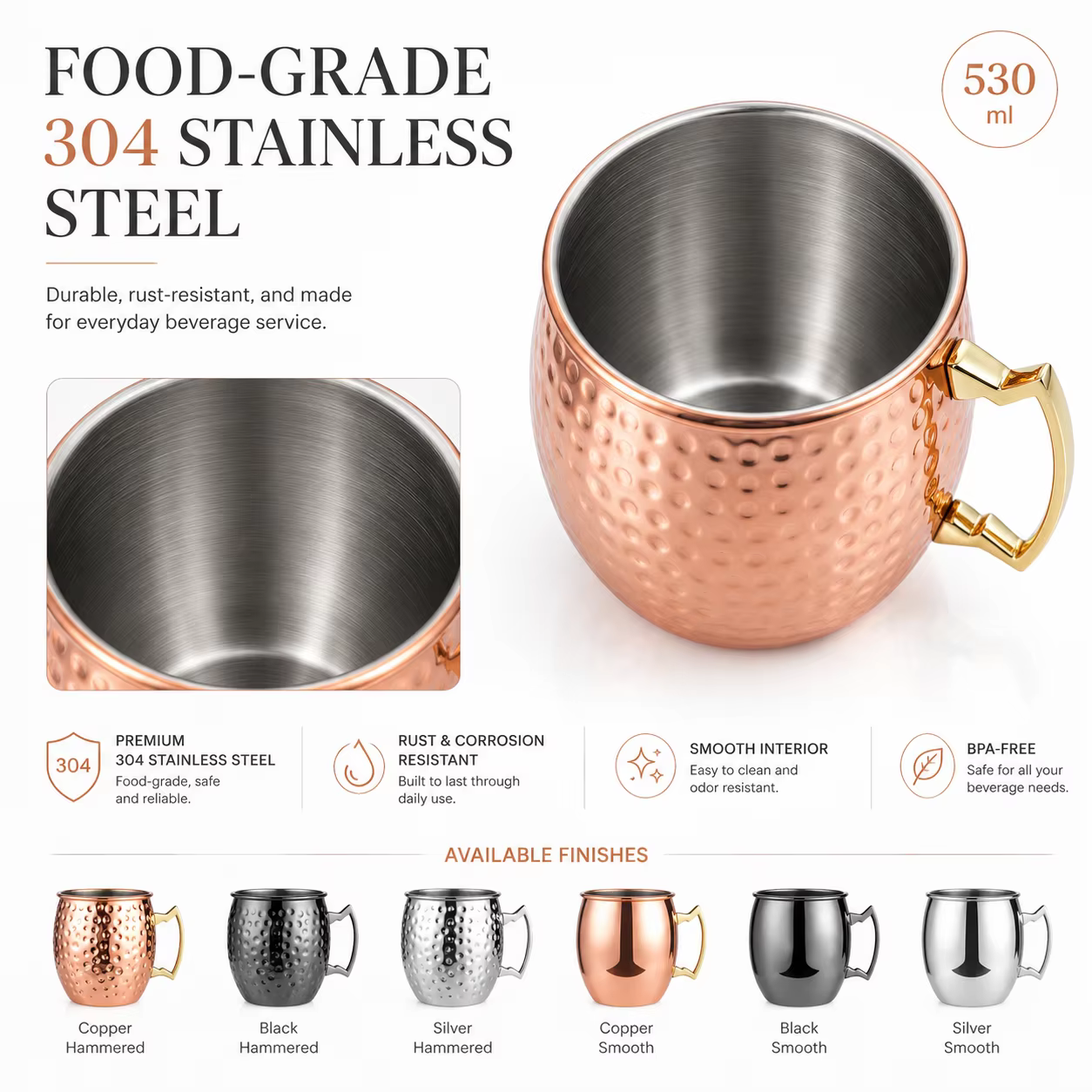 custom hammered stainless steel Moscow mule mug application scenario 1